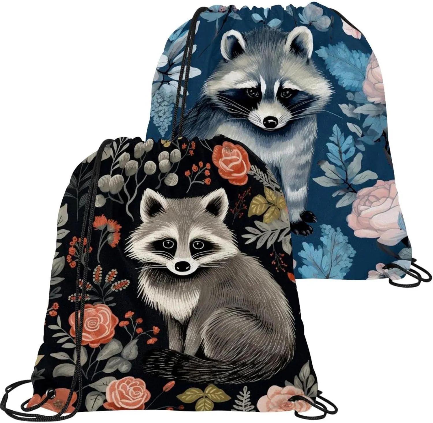 2 Pcs Bear Drawstring Backpack Bag Sport Gym Sack pack
