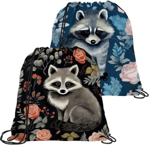 2 Pcs Bear Drawstring Backpack Bag Sport Gym Sack pack
