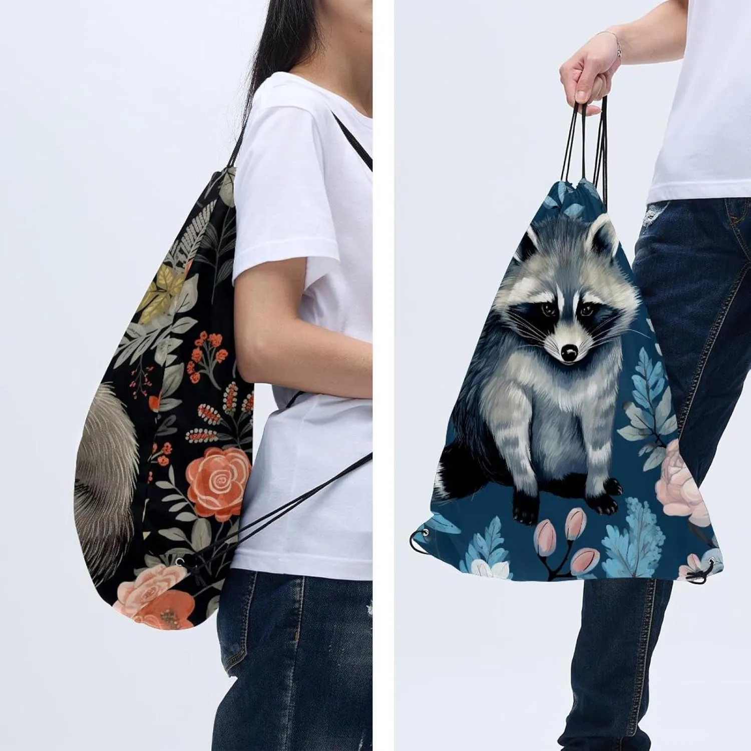 2 Pcs Bear Drawstring Backpack Bag Sport Gym Sack pack