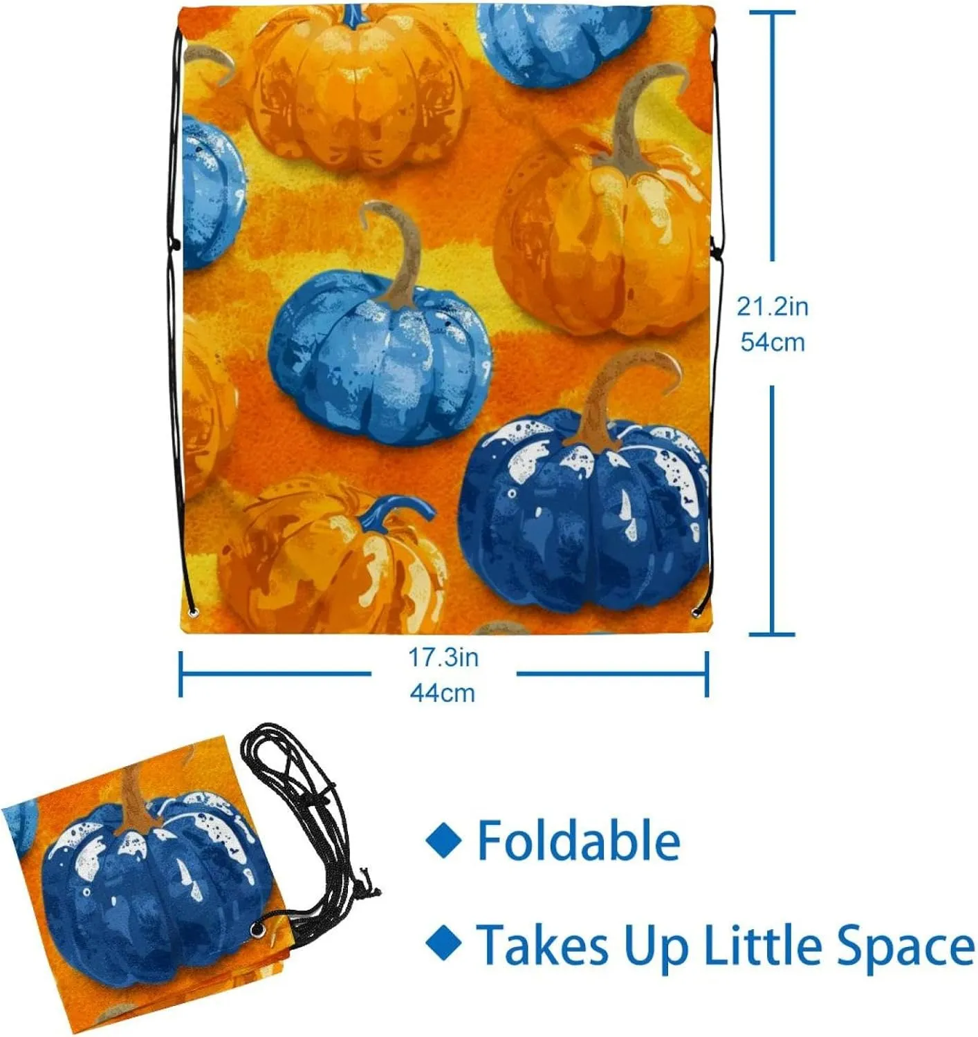 2 Pcs Bright Pumpkins on White Background 2_4 Drawstring Backpack String Bag Sports Sack pack Gym Sack Side Pocket for Men Women