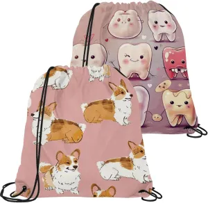 2 Pcs Drawstring Backpack Bag Sport Gym Sack pack