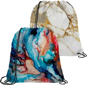 2 Pcs Drawstring Backpack Bag Sport Gym Sack pack