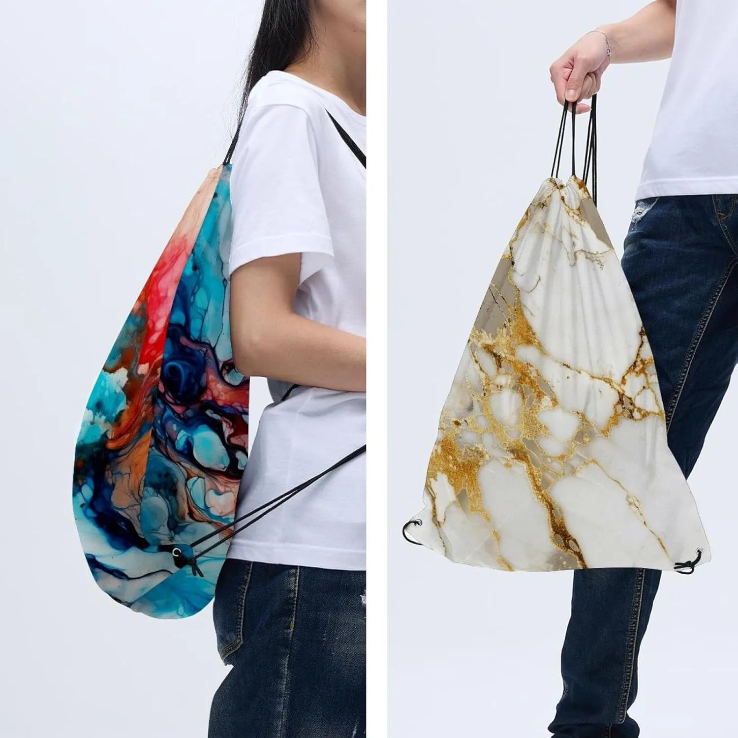 2 Pcs Drawstring Backpack Bag Sport Gym Sack pack