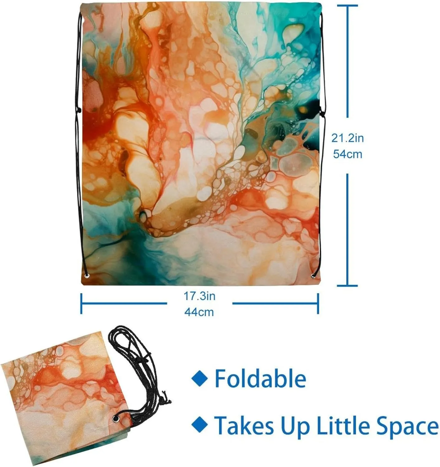 2 Pcs Marble Drawstring Backpack String Bag Sports Sack pack Gym Sack Side Pocket for Men Women
