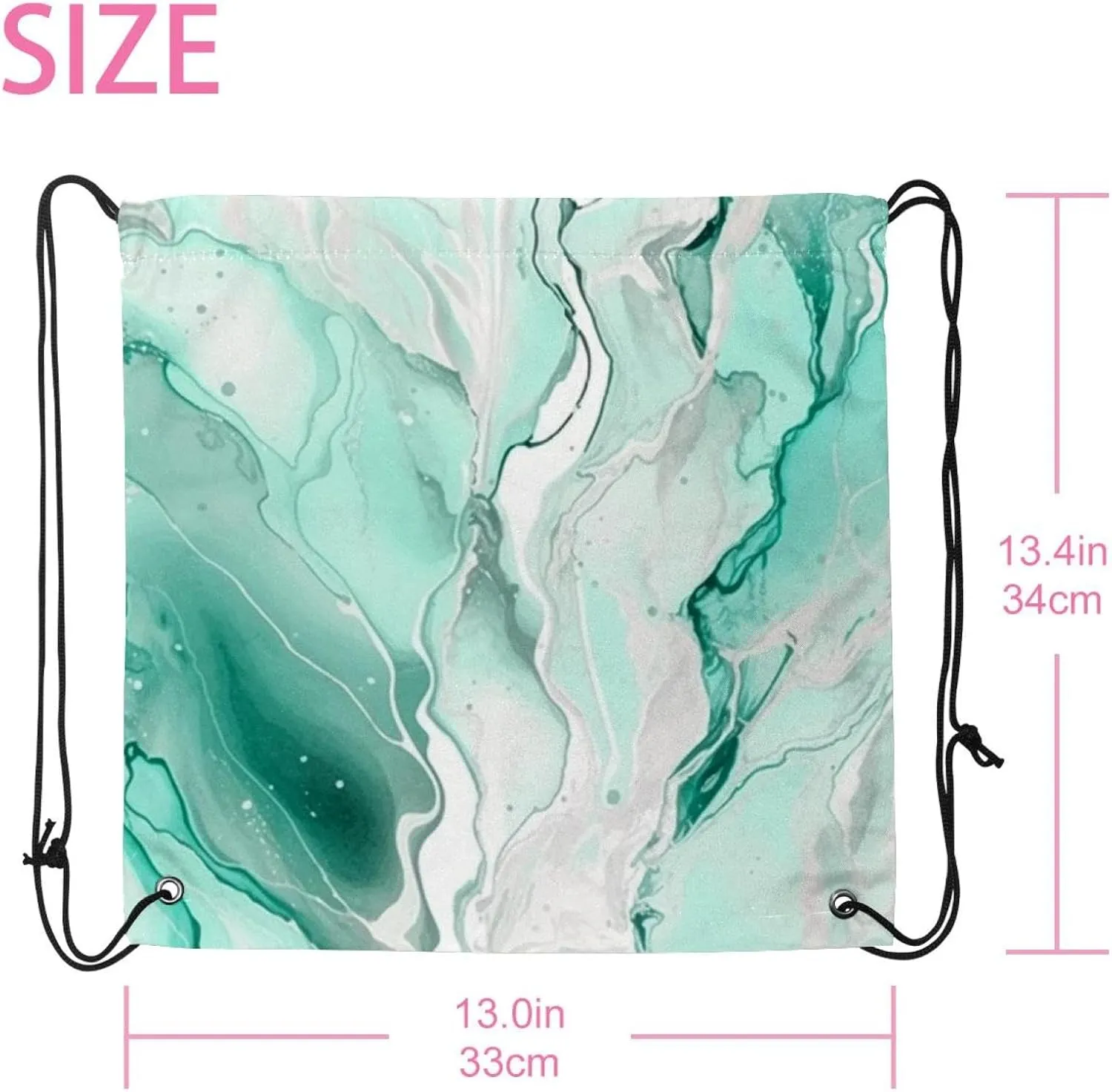 2 Pcs Marble Drawstring Backpack String Bag Sports Sack pack Gym Sack Side Pocket for Men Women
