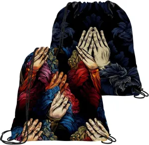 2 Pcs Praying hands Drawstring Backpack Bag Sport Gym Sack pack