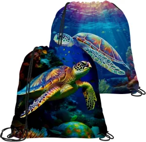 2 Pcs Sea Turtle Drawstring Backpack Sports Gym Sack pack String Bag for Women Men