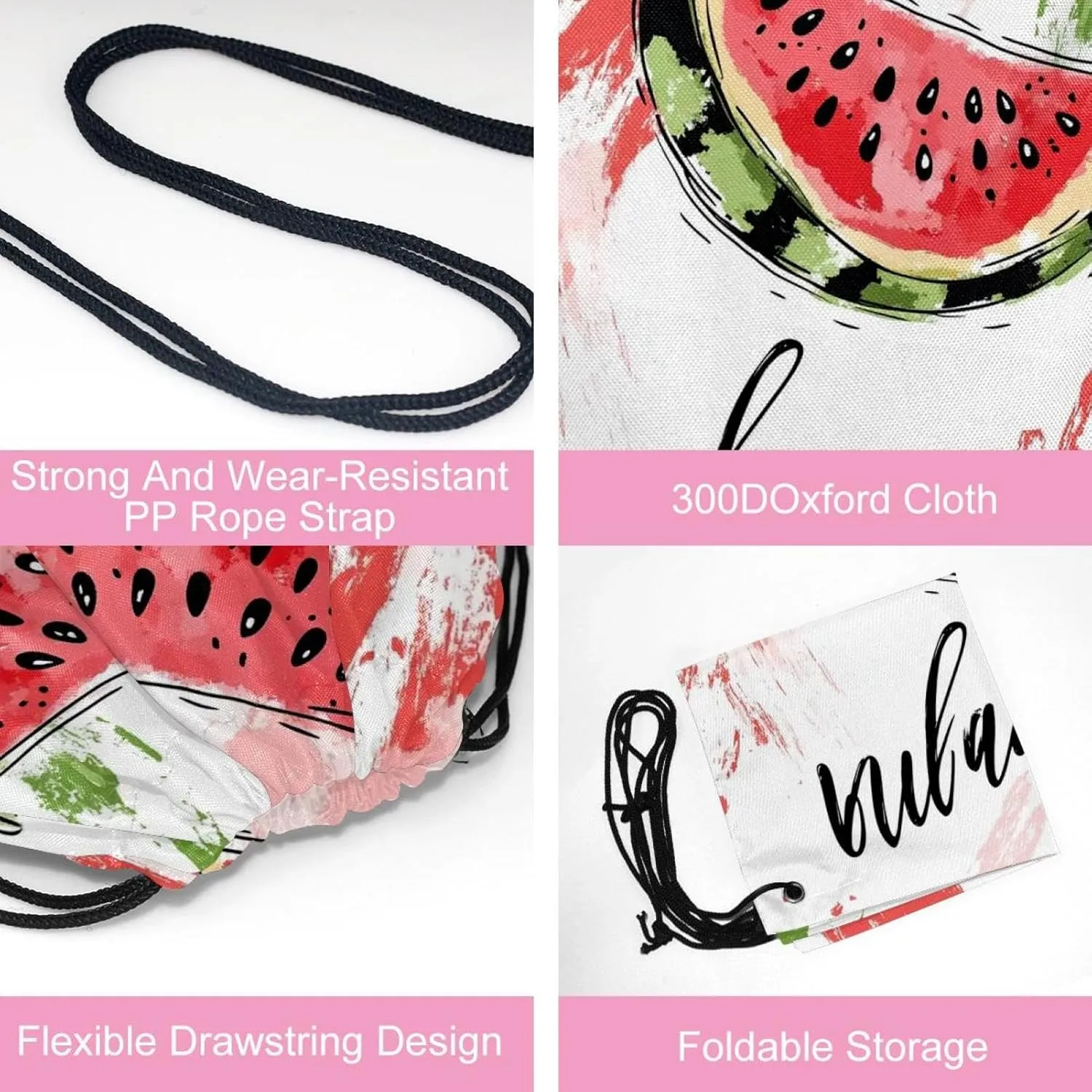 2 Pcs watermelon Drawstring Backpack String Bag Sports Sack pack Gym Sack Side Pocket for Men Women