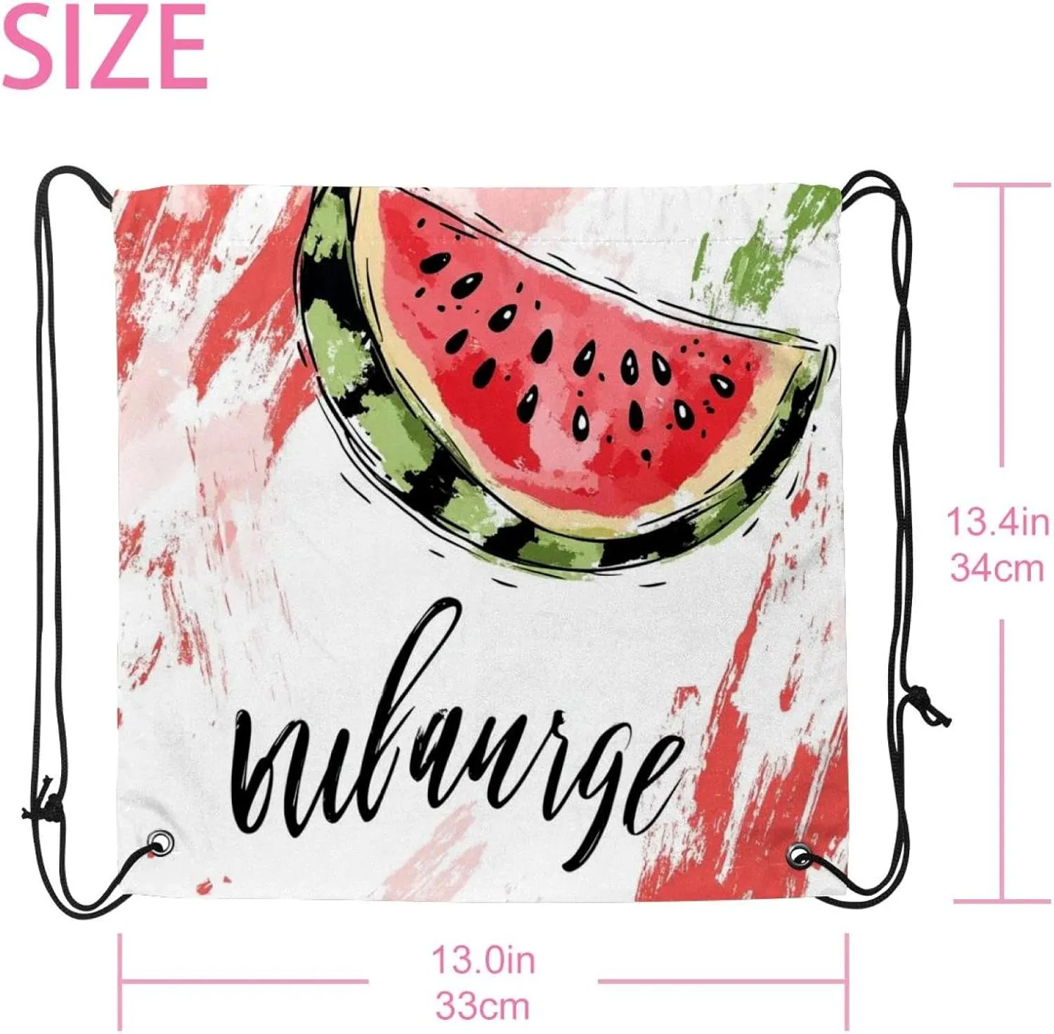 2 Pcs watermelon Drawstring Backpack String Bag Sports Sack pack Gym Sack Side Pocket for Men Women