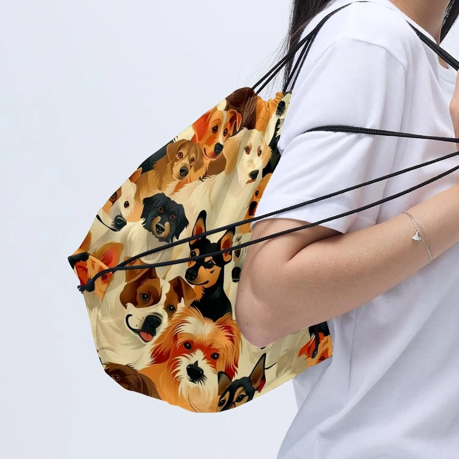 2PCS All kinds of Dogs Drawstring Bags Drawstring Gym Bag