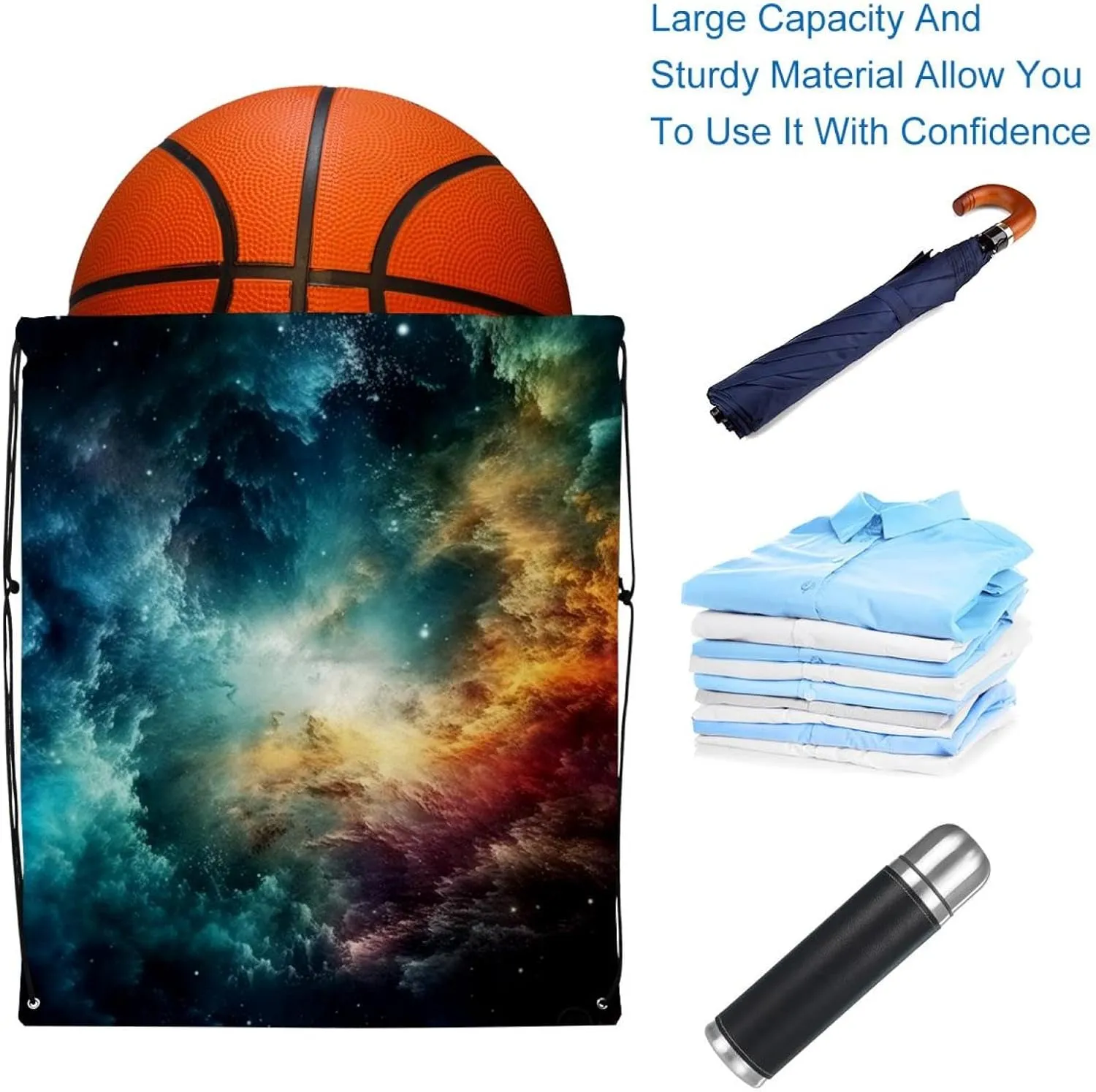 2PCS Drawstring Bags Drawstring Gym Bag Stars Nebula Draw String Bags Drawstring Backpack for Sports, Gym, Travel, Swimming, Beach