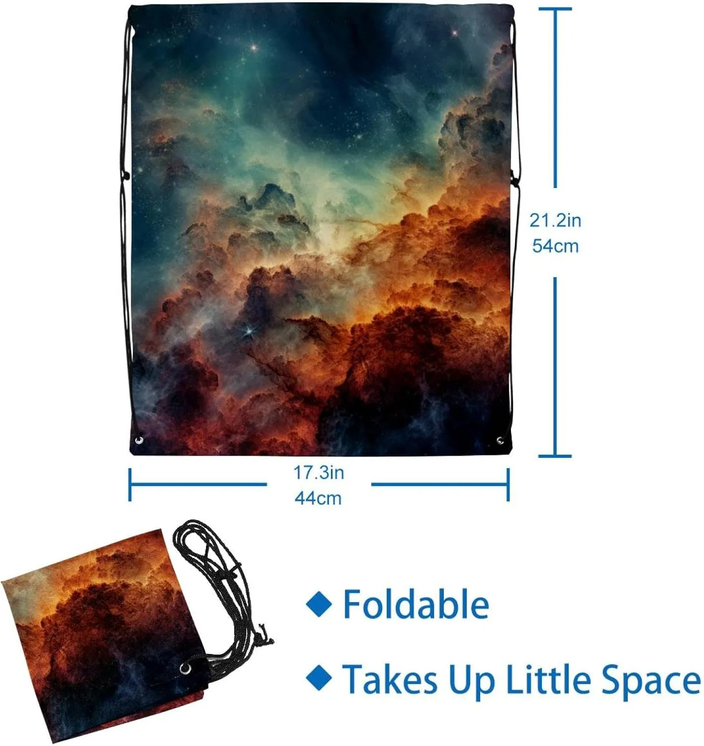 2PCS Drawstring Bags Drawstring Gym Bag Stars Nebula Draw String Bags Drawstring Backpack for Sports, Gym, Travel, Swimming, Beach