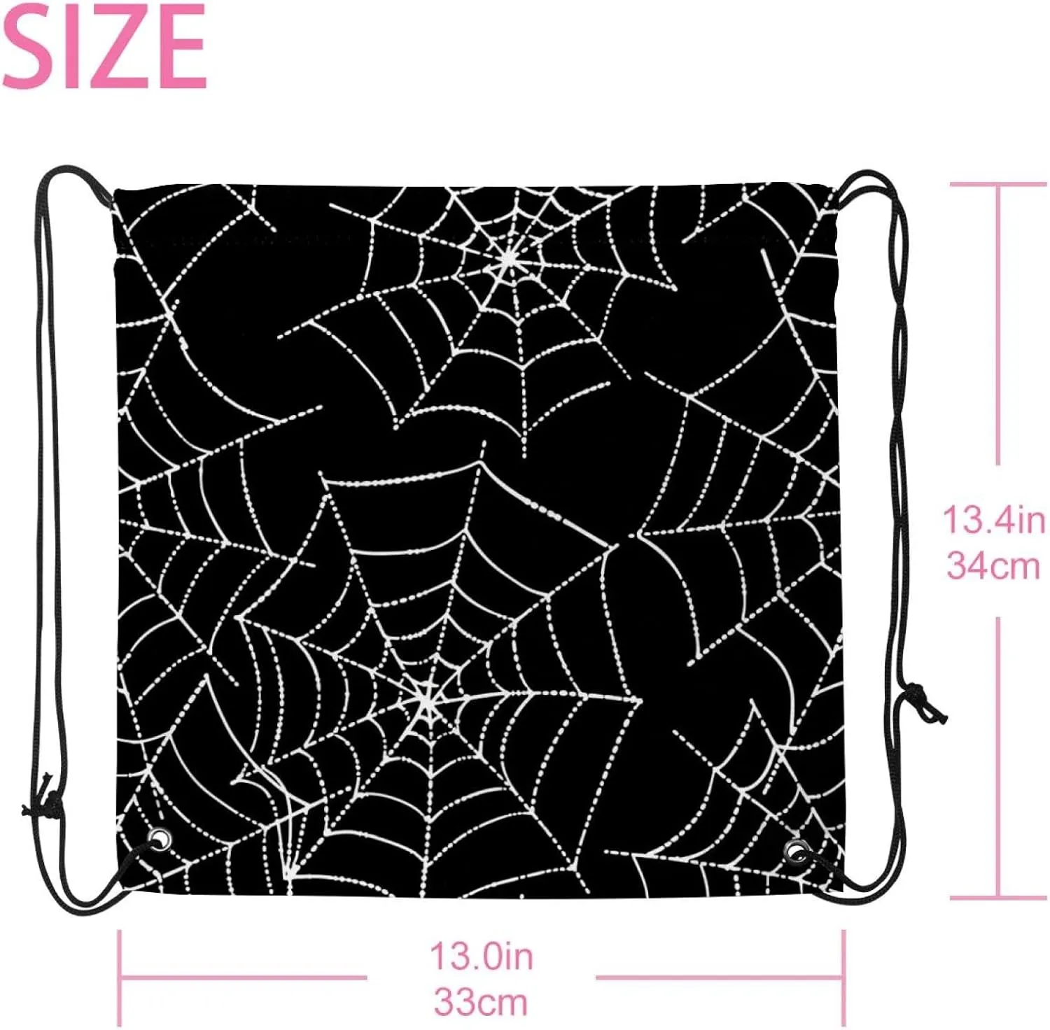 2PCS Spider Web Drawstring Bags Drawstring Gym Bag
