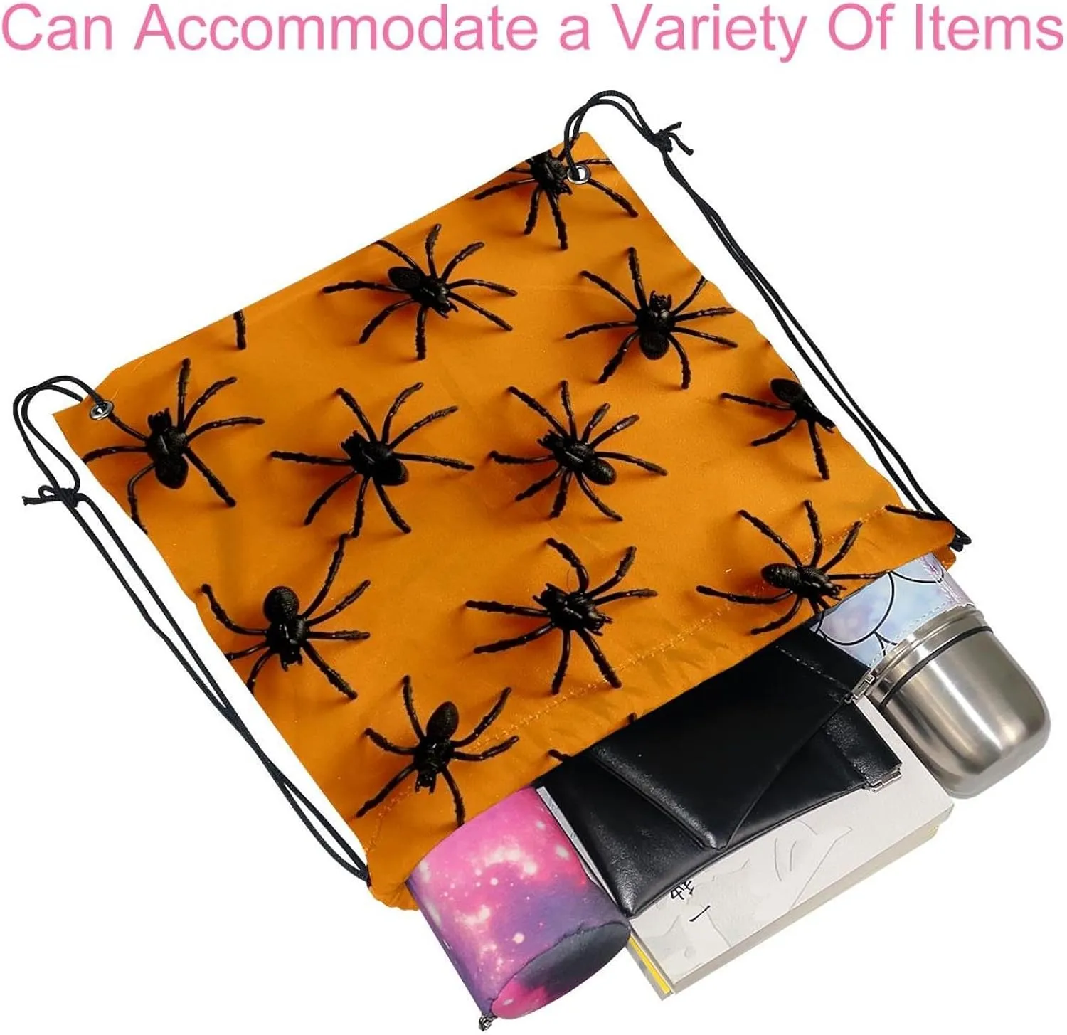 2PCS Spider Web Drawstring Bags Drawstring Gym Bag