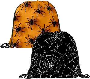 2PCS Spider Web Drawstring Bags Drawstring Gym Bag