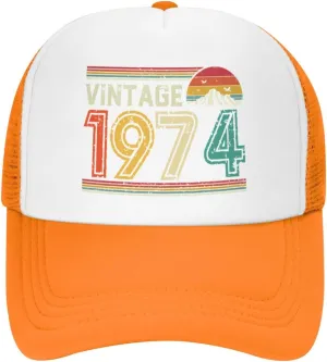 50 Years Old Vintage 1974 50th Birthday Funny Gift Trucker Hat Women Mesh Baseball Cap Cowboy Hat Men Dad Hat Black