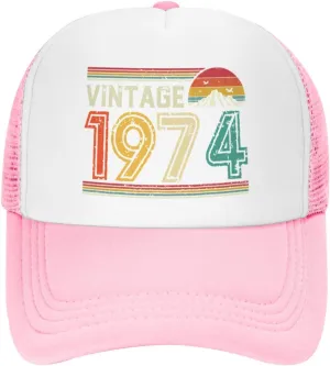 50 Years Old Vintage 1974 50th Birthday Funny Gift Trucker Hat Women Mesh Baseball Cap Cowboy Hat Men Dad Hat Black
