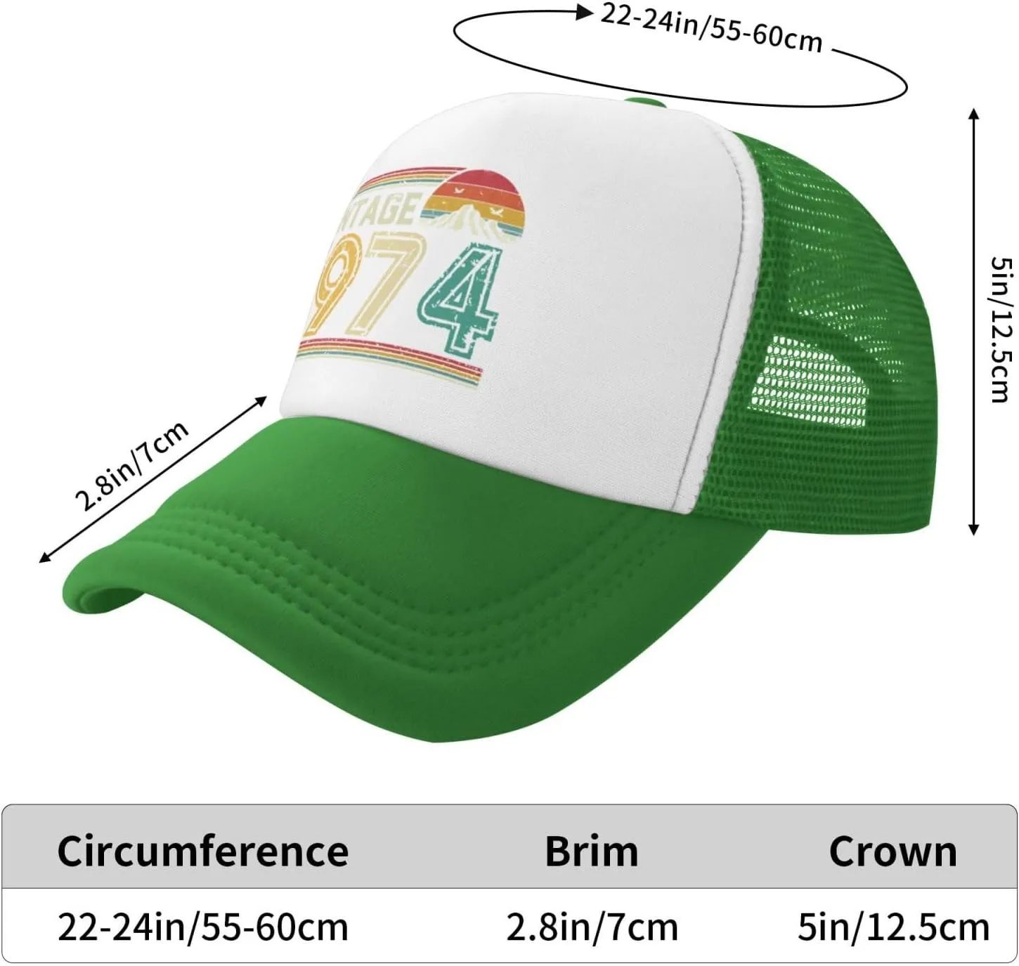 50 Years Old Vintage 1974 50th Birthday Funny Gift Trucker Hat Women Mesh Baseball Cap Cowboy Hat Men Dad Hat Black