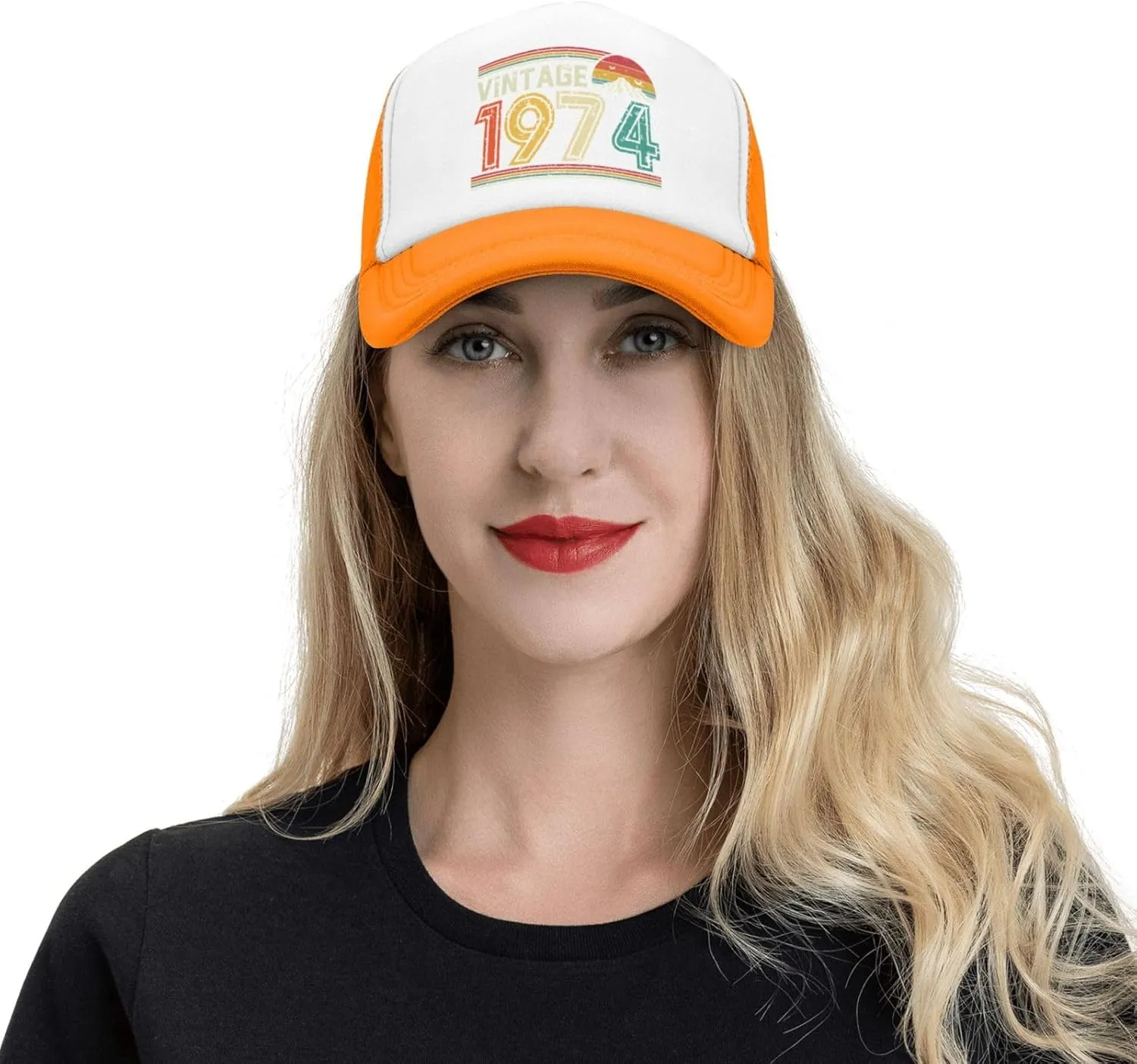 50 Years Old Vintage 1974 50th Birthday Funny Gift Trucker Hat Women Mesh Baseball Cap Cowboy Hat Men Dad Hat Black