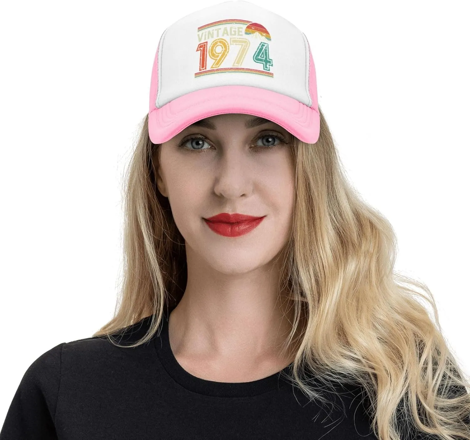 50 Years Old Vintage 1974 50th Birthday Funny Gift Trucker Hat Women Mesh Baseball Cap Cowboy Hat Men Dad Hat Black