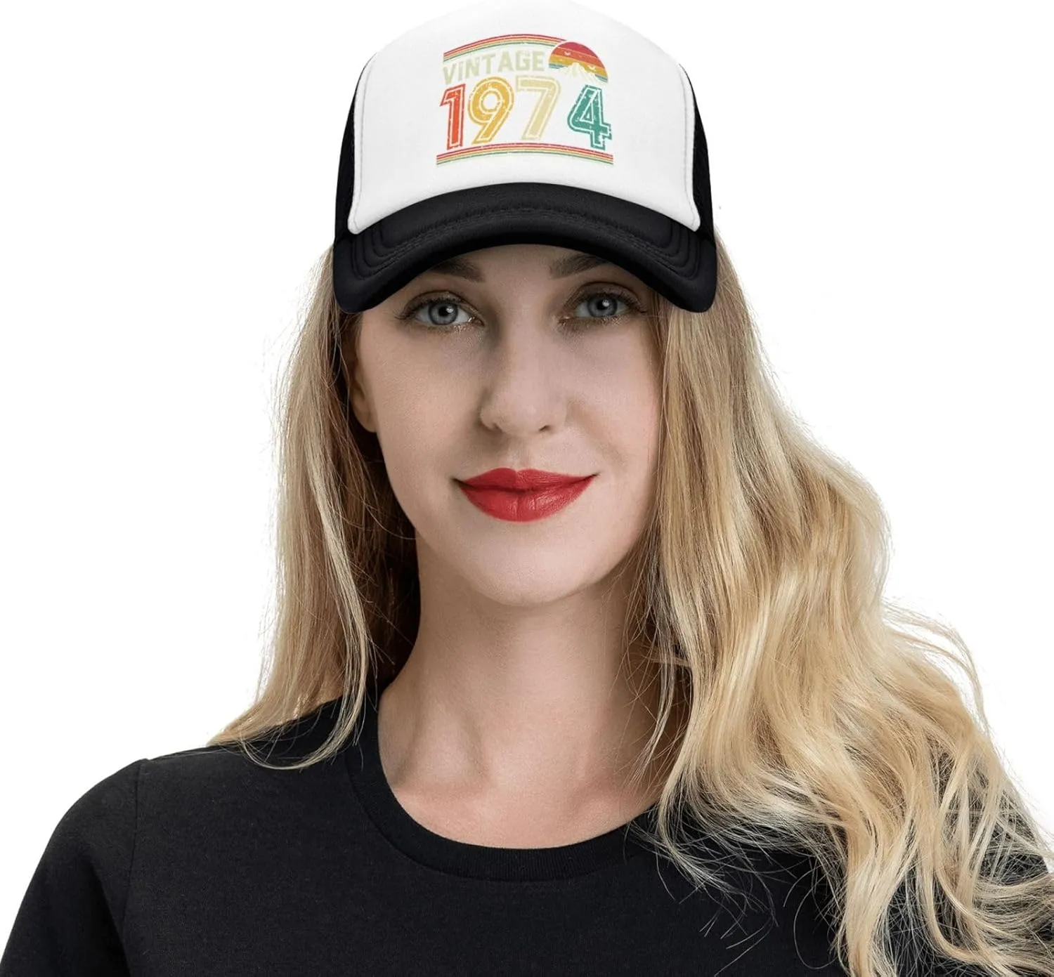 50 Years Old Vintage 1974 50th Birthday Funny Gift Trucker Hat Women Mesh Baseball Cap Cowboy Hat Men Dad Hat Black