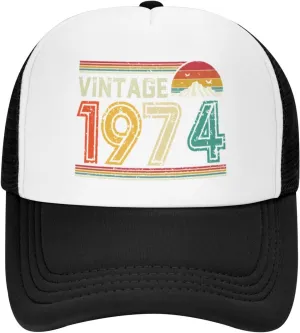 50 Years Old Vintage 1974 50th Birthday Funny Gift Trucker Hat Women Mesh Baseball Cap Cowboy Hat Men Dad Hat Black