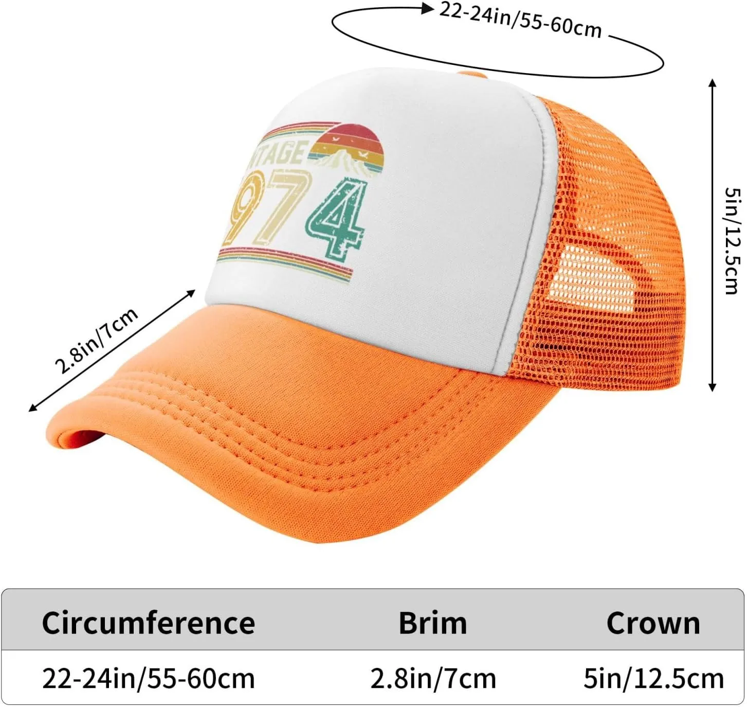 50 Years Old Vintage 1974 50th Birthday Funny Gift Trucker Hat Women Mesh Baseball Cap Cowboy Hat Men Dad Hat Black