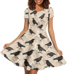 AFPANQZ Womens Casual Summer Lightweight Vintage Dress Short Sleeve Midi Dress Knee-Long Luxury Formal Dress
