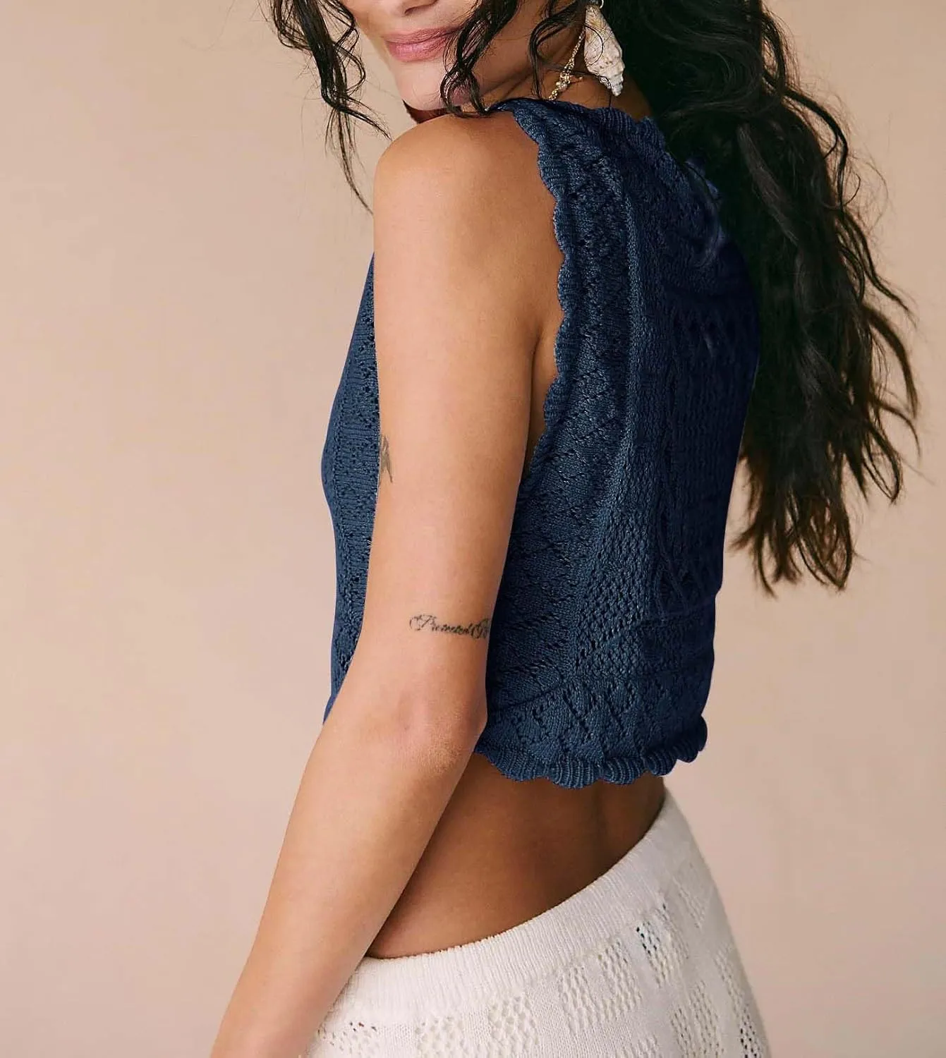Amiblvowa Knit Vest Top Women Y2k Sexy Summer Slim Fit Crewneck Tank Sleeveless Going Out Knitted Cropped Crochet Sweater