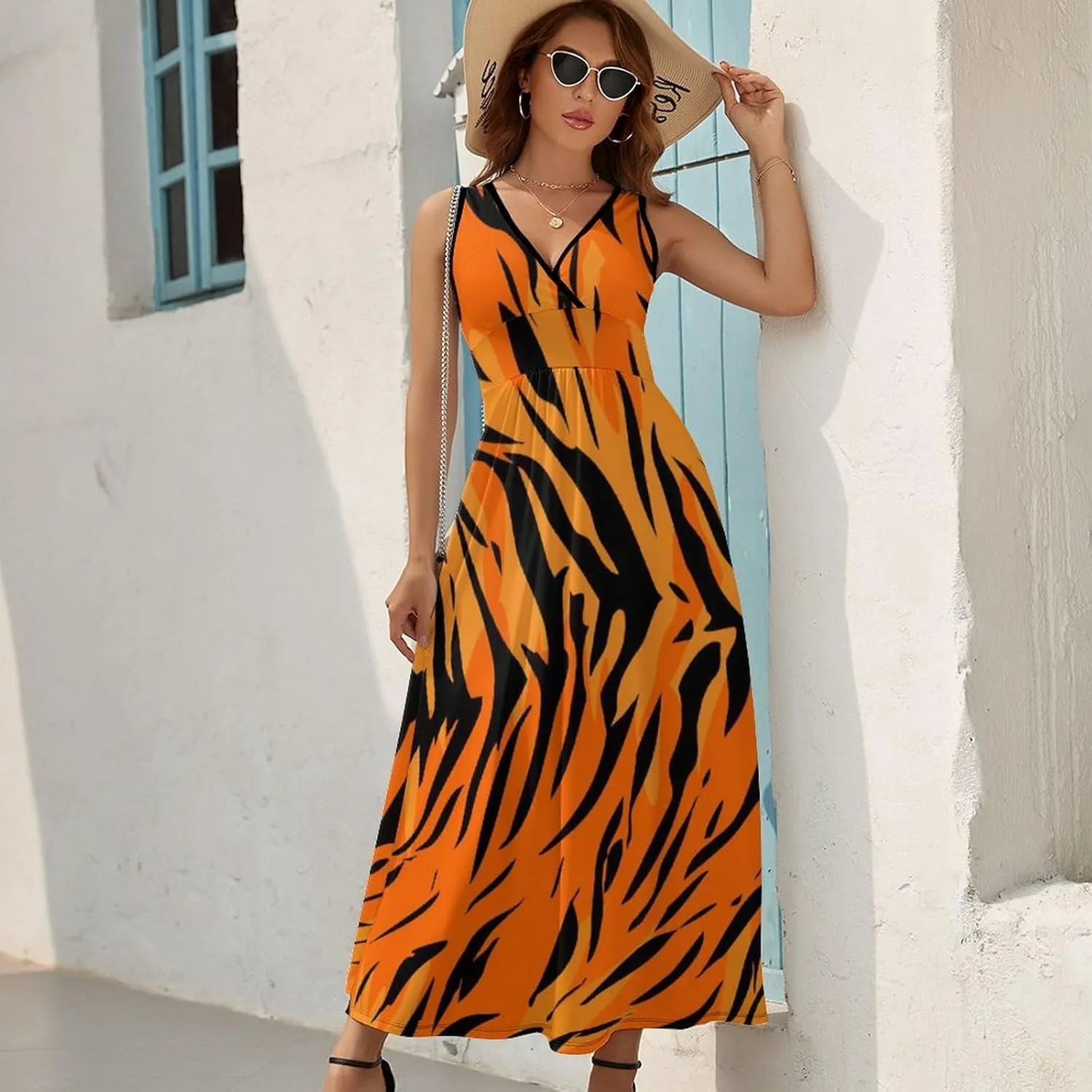 AMRANDOM Women's Sleeveless Casual T Shirt Dress for Women Flowy Tunic Dress