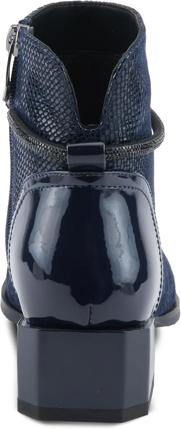 Azura Women's SHELBI Fashionable Leather Booties with Buckle Detail, Side Zipper, and Low Heel