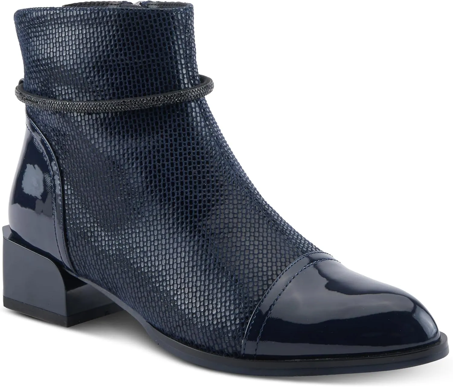 Azura Women's SHELBI Fashionable Leather Booties with Buckle Detail, Side Zipper, and Low Heel