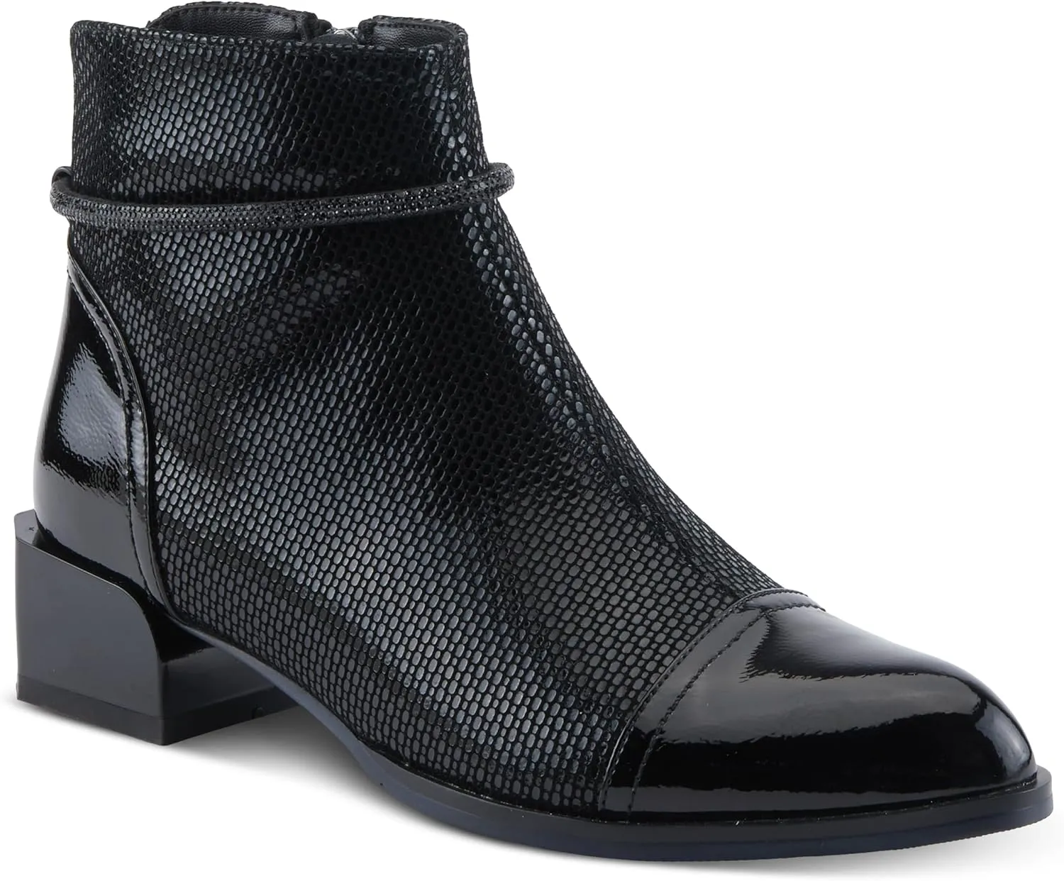 Azura Women's SHELBI Fashionable Leather Booties with Buckle Detail, Side Zipper, and Low Heel
