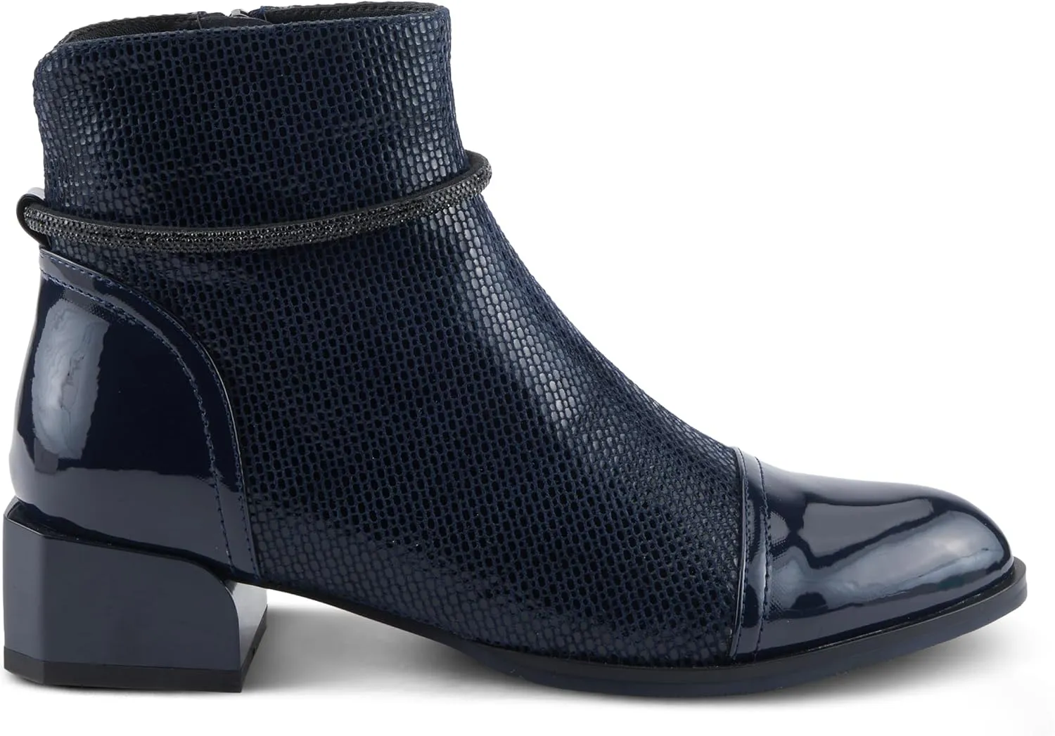Azura Women's SHELBI Fashionable Leather Booties with Buckle Detail, Side Zipper, and Low Heel