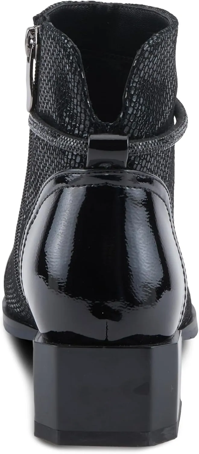 Azura Women's SHELBI Fashionable Leather Booties with Buckle Detail, Side Zipper, and Low Heel