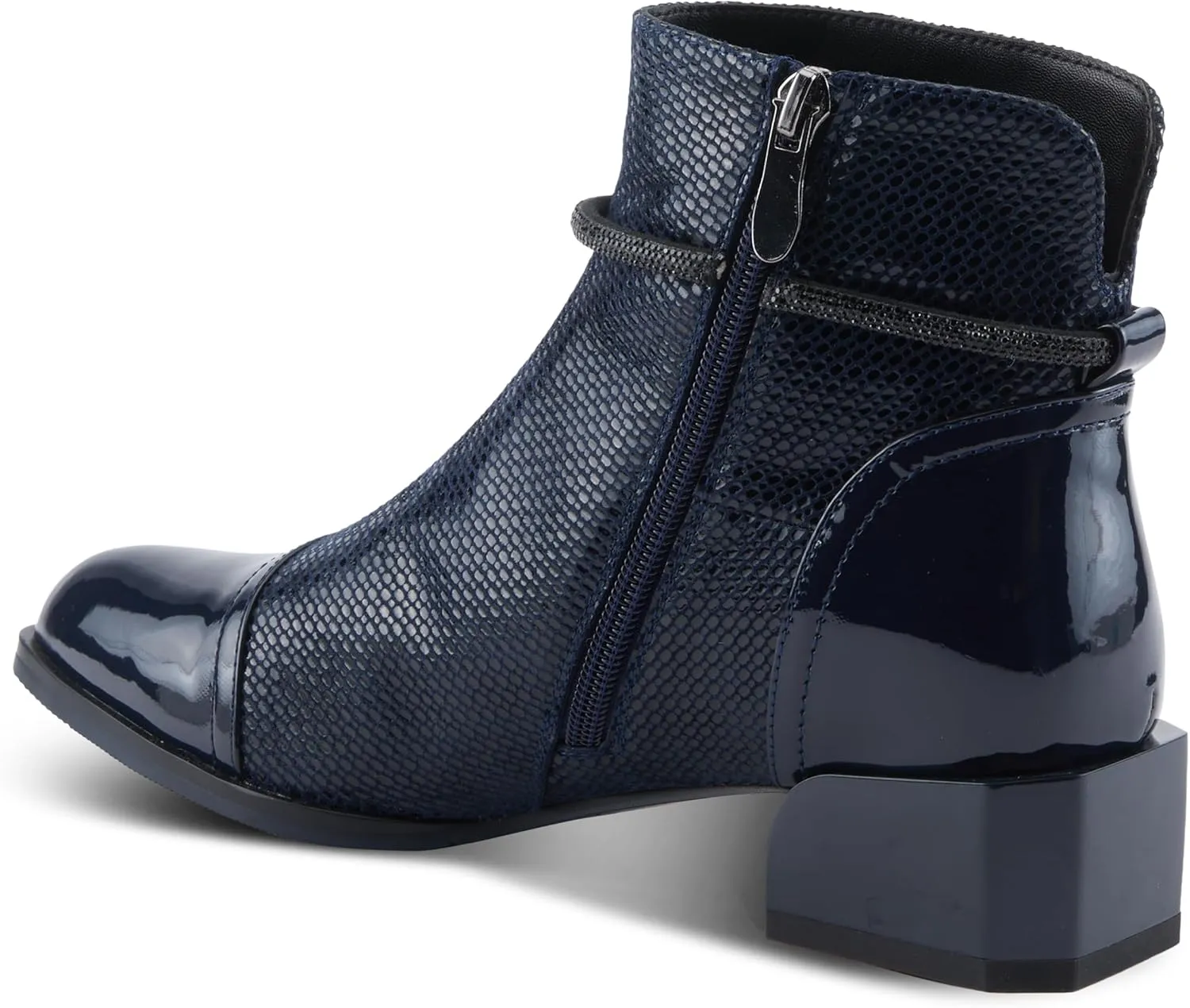 Azura Women's SHELBI Fashionable Leather Booties with Buckle Detail, Side Zipper, and Low Heel