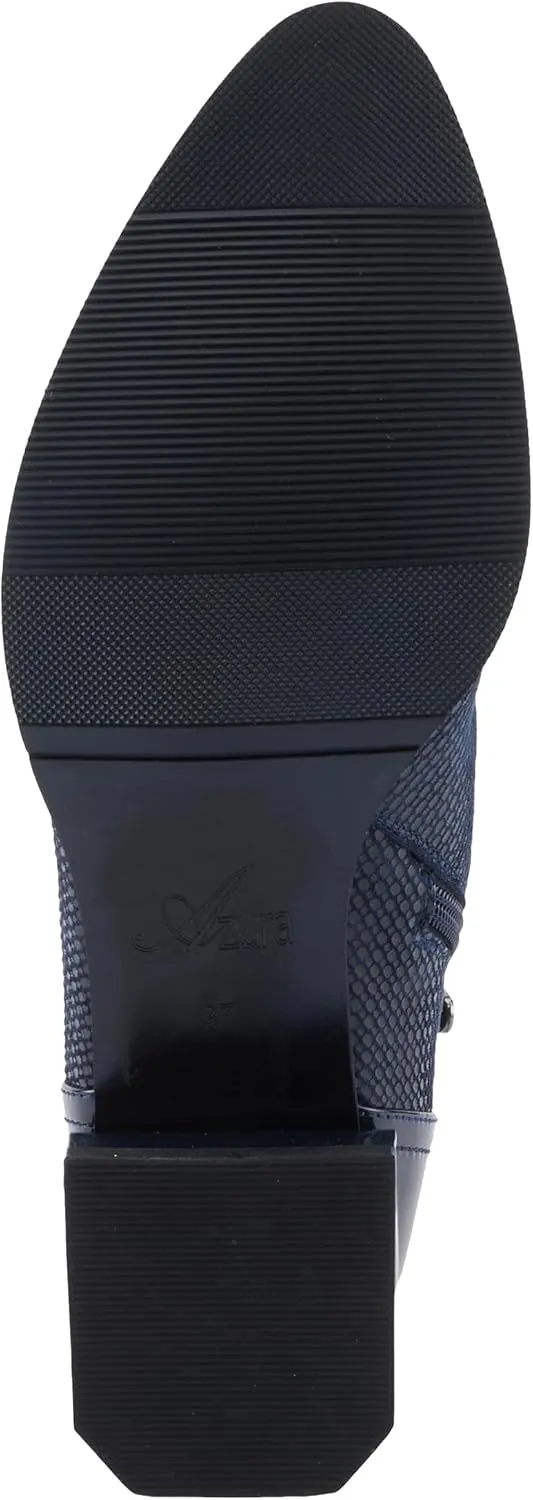 Azura Women's SHELBI Fashionable Leather Booties with Buckle Detail, Side Zipper, and Low Heel