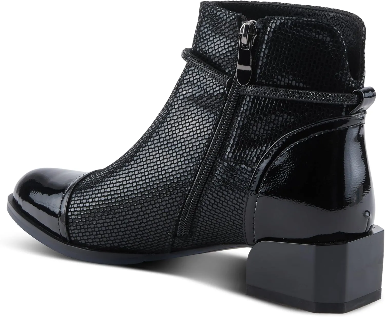 Azura Women's SHELBI Fashionable Leather Booties with Buckle Detail, Side Zipper, and Low Heel