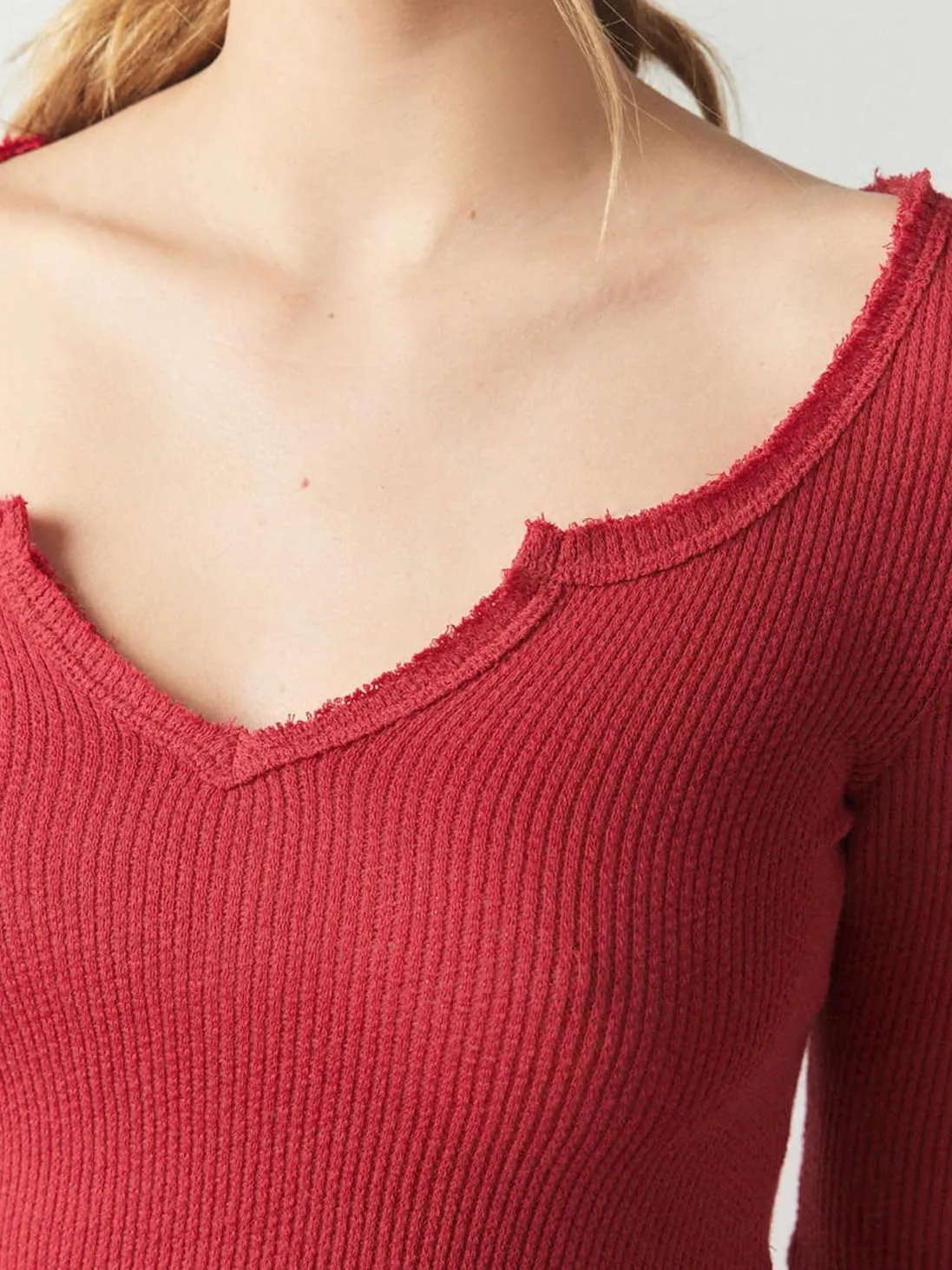 BAIMORE Women's Sexy V Neck Long Sleeve Slim Fit Crop Ribbed Knit T Shirt