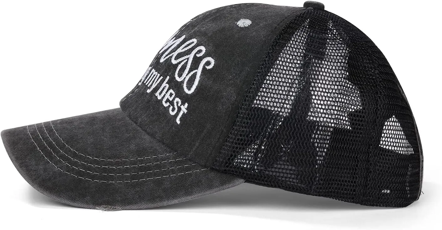 Baseball Cap Hot Criss Cross Ponytail Hat for Women Distressed Messy Bun Trucker Hat Pony Cap Hot Mess hat