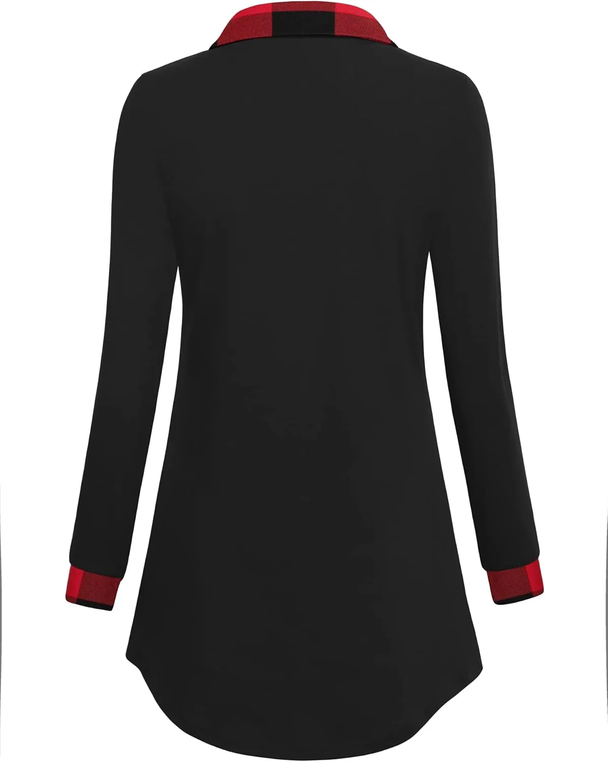 Bebonnie Womens Long Sleeve Casual Lapel V Neck Pullover Tunic Blouse Tops with Buttons