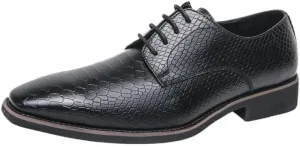 Black Leather Dress Shoes Formal Shoes for Men Lace Up Solid Color Pointed Toe Cap Toe New Shoes Rubber Sole Anti-Slip Non Slip Block Heel Low Top Prom