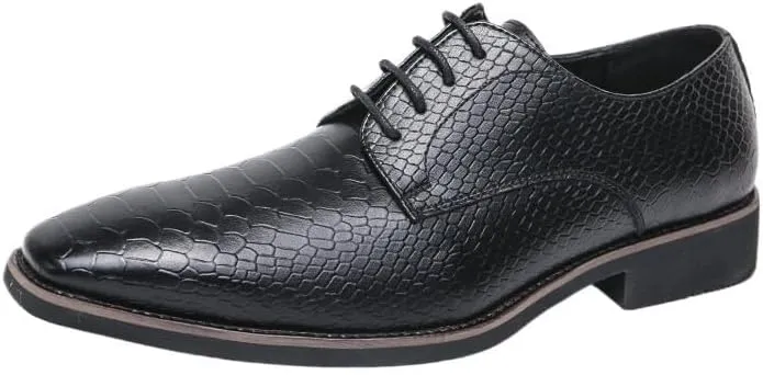 Black Leather Dress Shoes Formal Shoes for Men Lace Up Solid Color Pointed Toe Cap Toe New Shoes Rubber Sole Anti-Slip Non Slip Block Heel Low Top Prom
