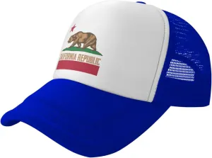 California Republic Mesh Trucker Hat Men Baseball Cap Men Ponytail Hat Women Dad Hat Adjustable Sun Hat Black