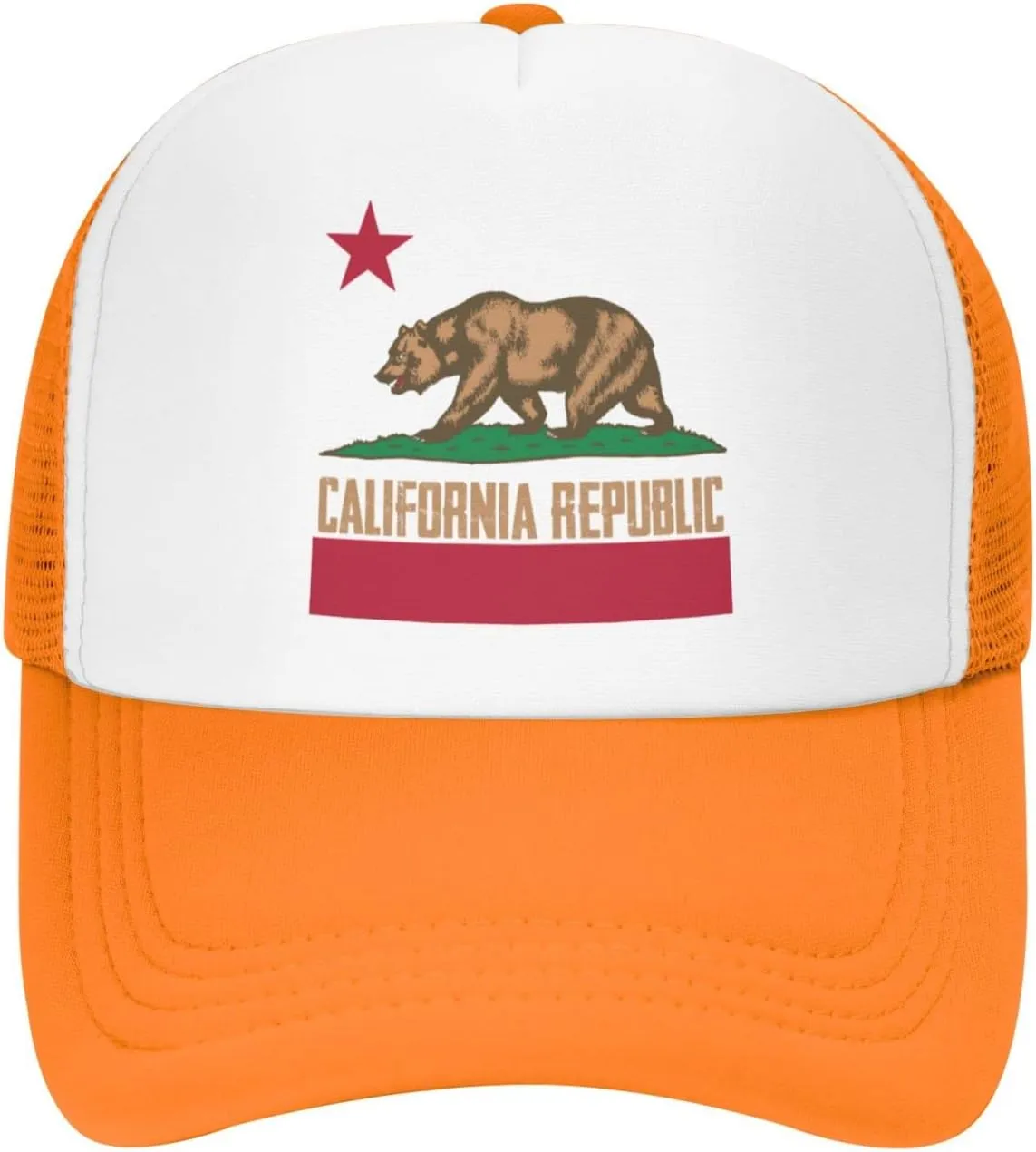 California Republic Mesh Trucker Hat Men Baseball Cap Men Ponytail Hat Women Dad Hat Adjustable Sun Hat Black