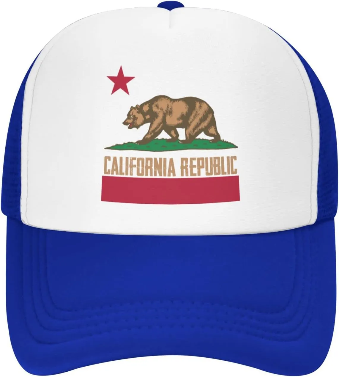 California Republic Mesh Trucker Hat Men Baseball Cap Men Ponytail Hat Women Dad Hat Adjustable Sun Hat Black