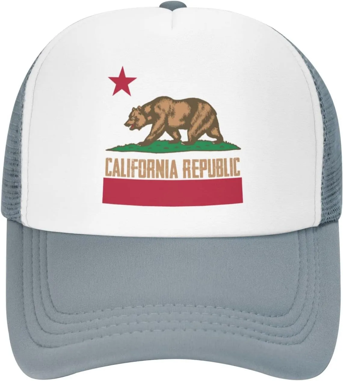 California Republic Mesh Trucker Hat Men Baseball Cap Men Ponytail Hat Women Dad Hat Adjustable Sun Hat Black