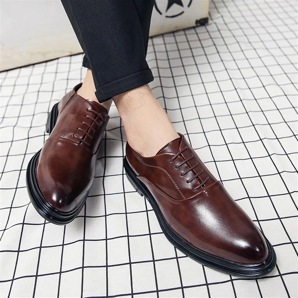Casual Shoes for Men Leather Lace Up Business Oxford New Orthopedic Leather Shoes Mens Dress Shoes Casual Comfortable Walking Shoes Office Loafers Work Flats Gifts for Men
