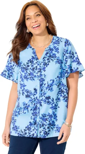 Catherines Women's Plus Size Petite Isabella Romance Blouse