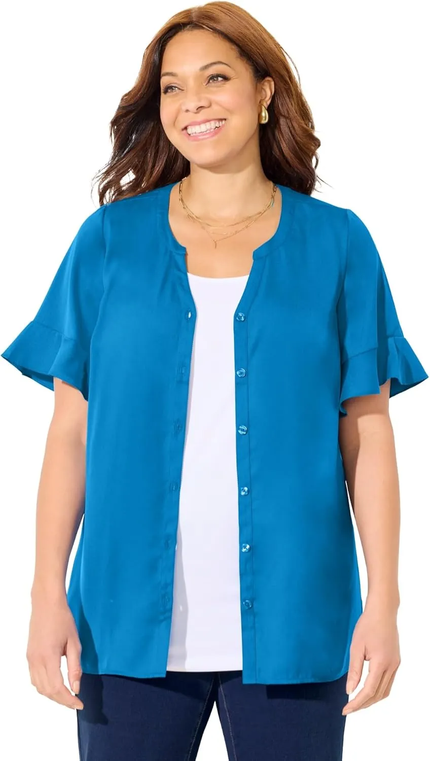 Catherines Women's Plus Size Petite Isabella Romance Blouse